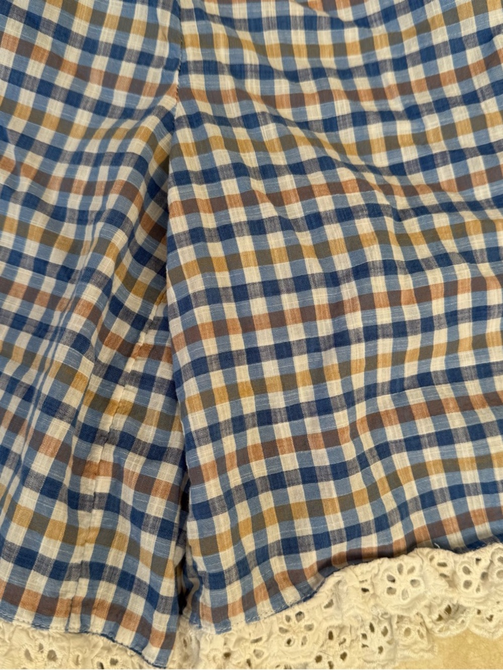 Anthropologie Lace-Trim Cotton Bermuda Shorts Gingham Size XS - Picture 5 of 5